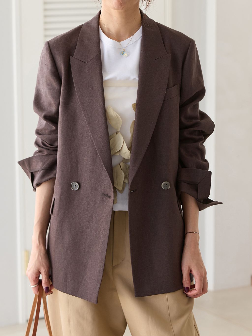 予約》ウォッシャブル リネンミックス テーラードジャケットの