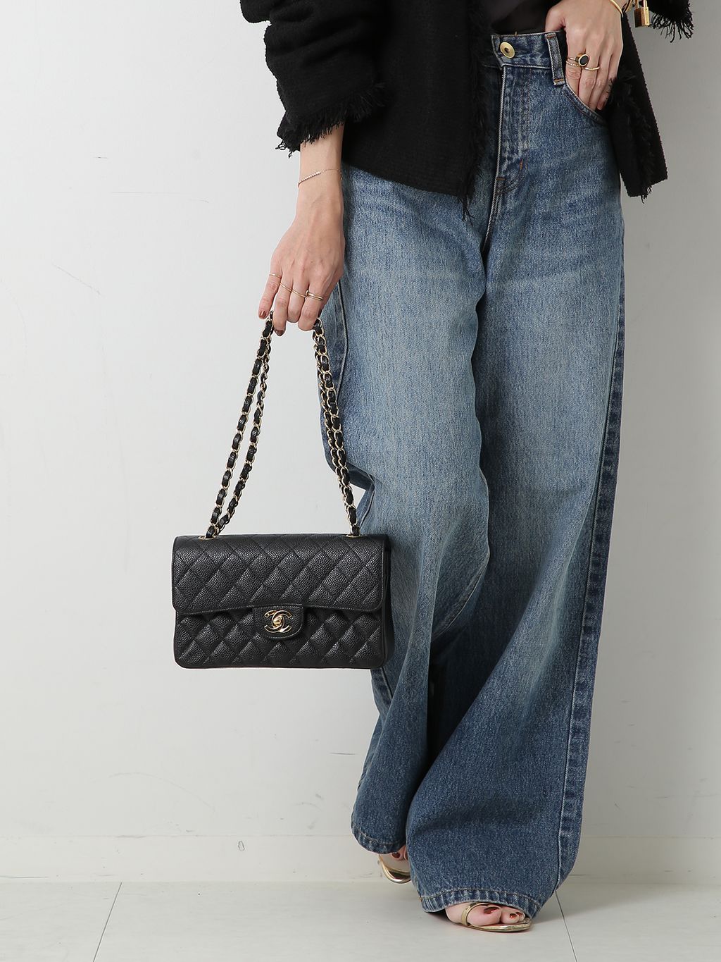 VINTAGE CHANEL/シャネル】Matelasse ショルダーバッグ 23 caviarの