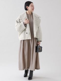 追加》キュプラフィブリルギャザーワンピースのコーディネートスナップ