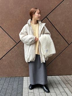 ウォッシャブル中綿モンスターパーカーブルゾンのコーディネート 