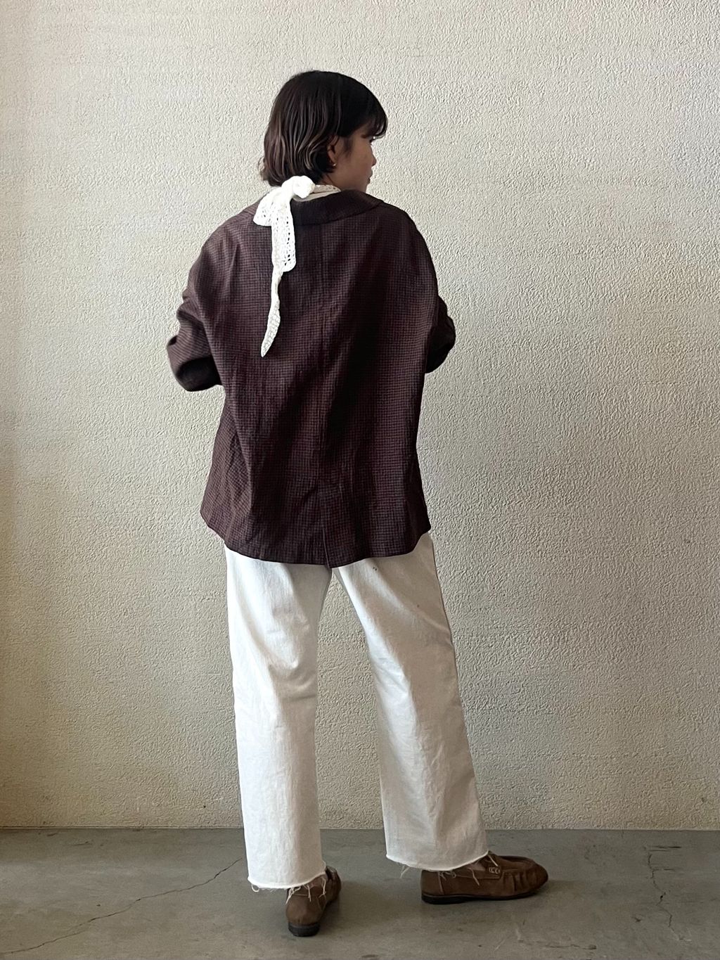 LCワッシャー ショールカラージャケットのコーディネートスナップ（A.D