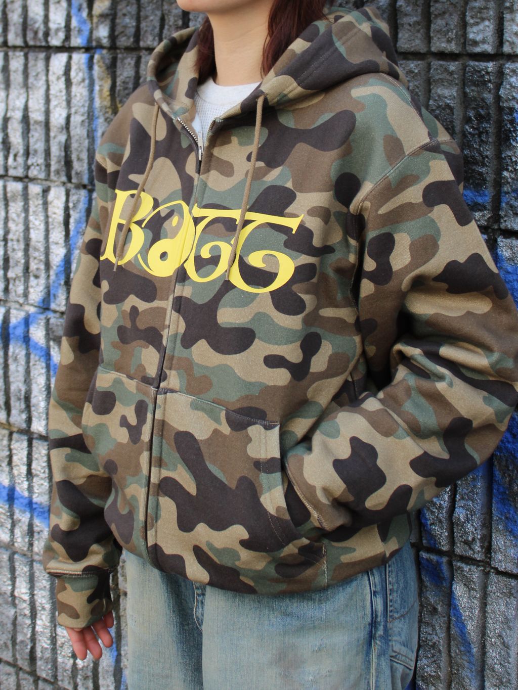 BoTT カモフラージュ パーカー M BoTT 水色フード付きパーカー M