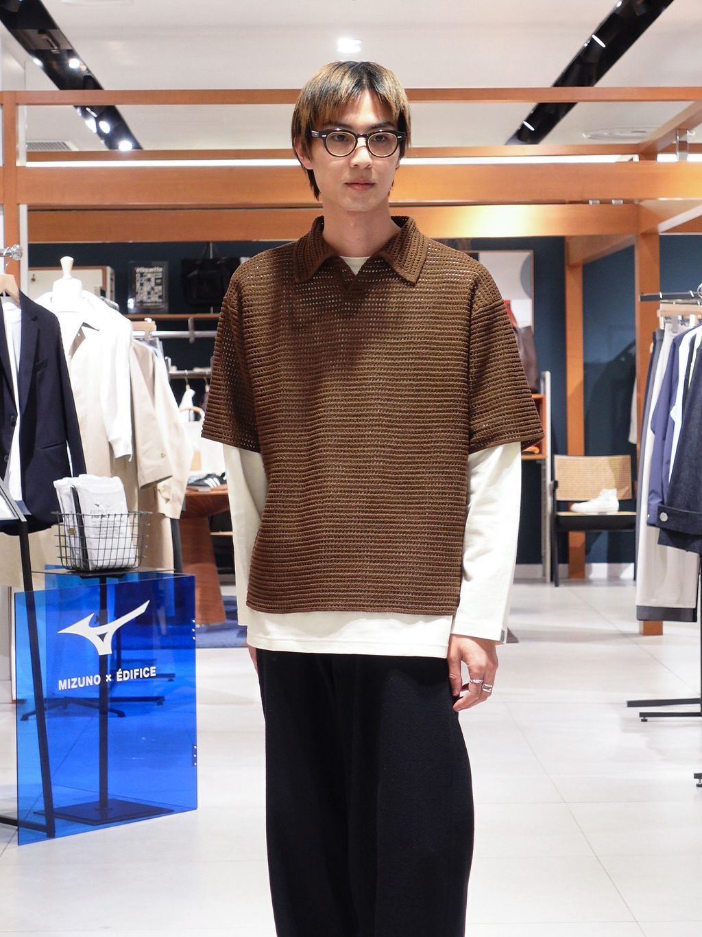 AURALEE (オーラリー) TUSSAH SILK COTTON MESH KNIT SKIPPER POLOの