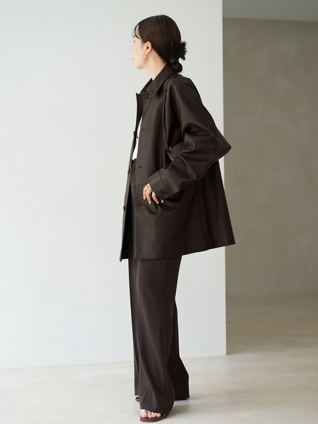 2025✨Plage プラージュ Leather Like Car コート Leather Like Car コートのコーディネートスナップ（risa）｜Plage