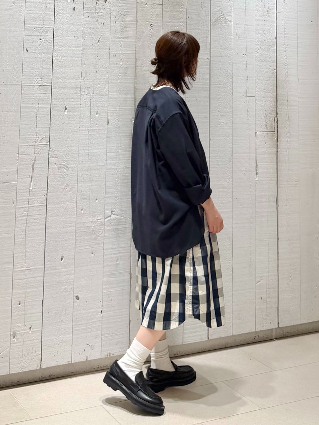 タフタチェックギャザーハーフパンツのコーディネートスナップ（AT