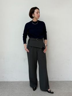 GRISEレザーARTYオーナメントフラットのコーディネートスナップ（SAKI