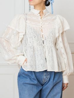 IENA LA BOUCLE レースオンレースブラウスのコーディネートスナップ