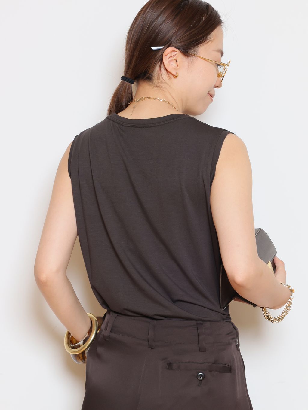 Col Pierrot Minimal トップス キャミソール ブラック Col Pierrot Minimal トップス キャミソール ブラック Col Pierrot