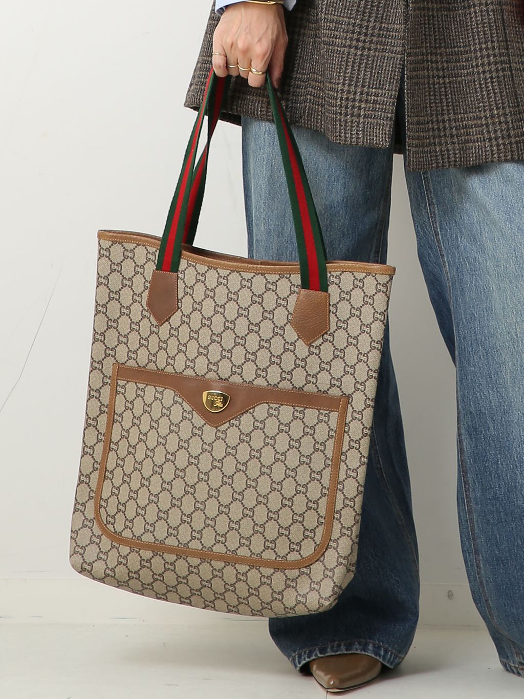 VINTAGE GUCCI Plus/グッチ プラス】トートバッグ gg plus webの