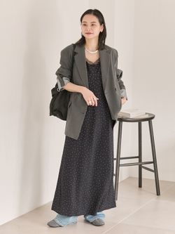 ドットプリントキャミワンピースのコーディネートスナップ