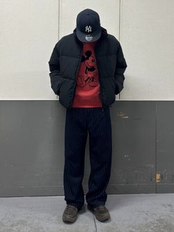 OSKR別注 スタンドカラーショートパフジャケットのコーディネート