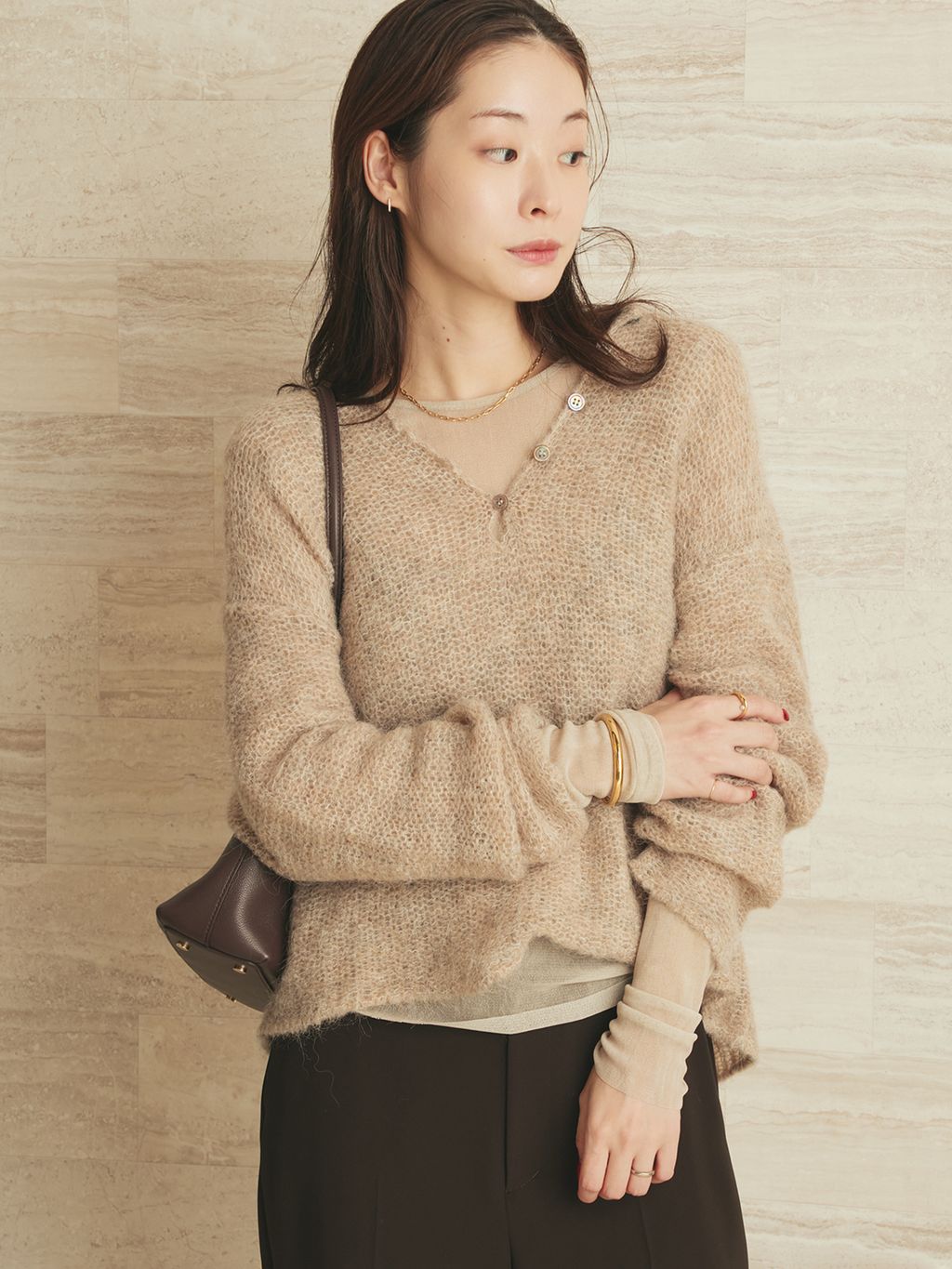 Plage ALPACA MIX BUTTON ニット　新品タグ付き 追加》ALPACA MIX BUTTON ニット 2のコーディネートスナップ（Nene