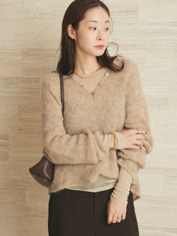 追加》ALPACA MIX BUTTON ニット 2のコーディネートスナップ（Nene