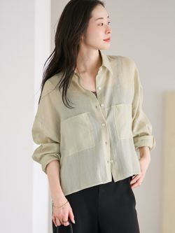 追加予約》RAMIE LYOCELL CROPPED シャツのコーディネートスナップ