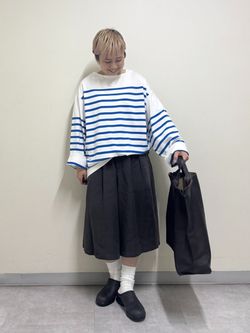 リネンヘリンボン ハーフパンツのコーディネートスナップ（E.M