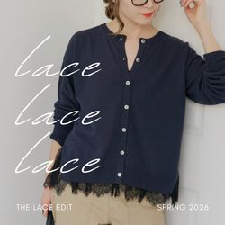 Spick and Span レースドッキング2WAYカーディガン　ネイビー レースドッキング2WAYカーディガン｜スピックアンドスパンの通販