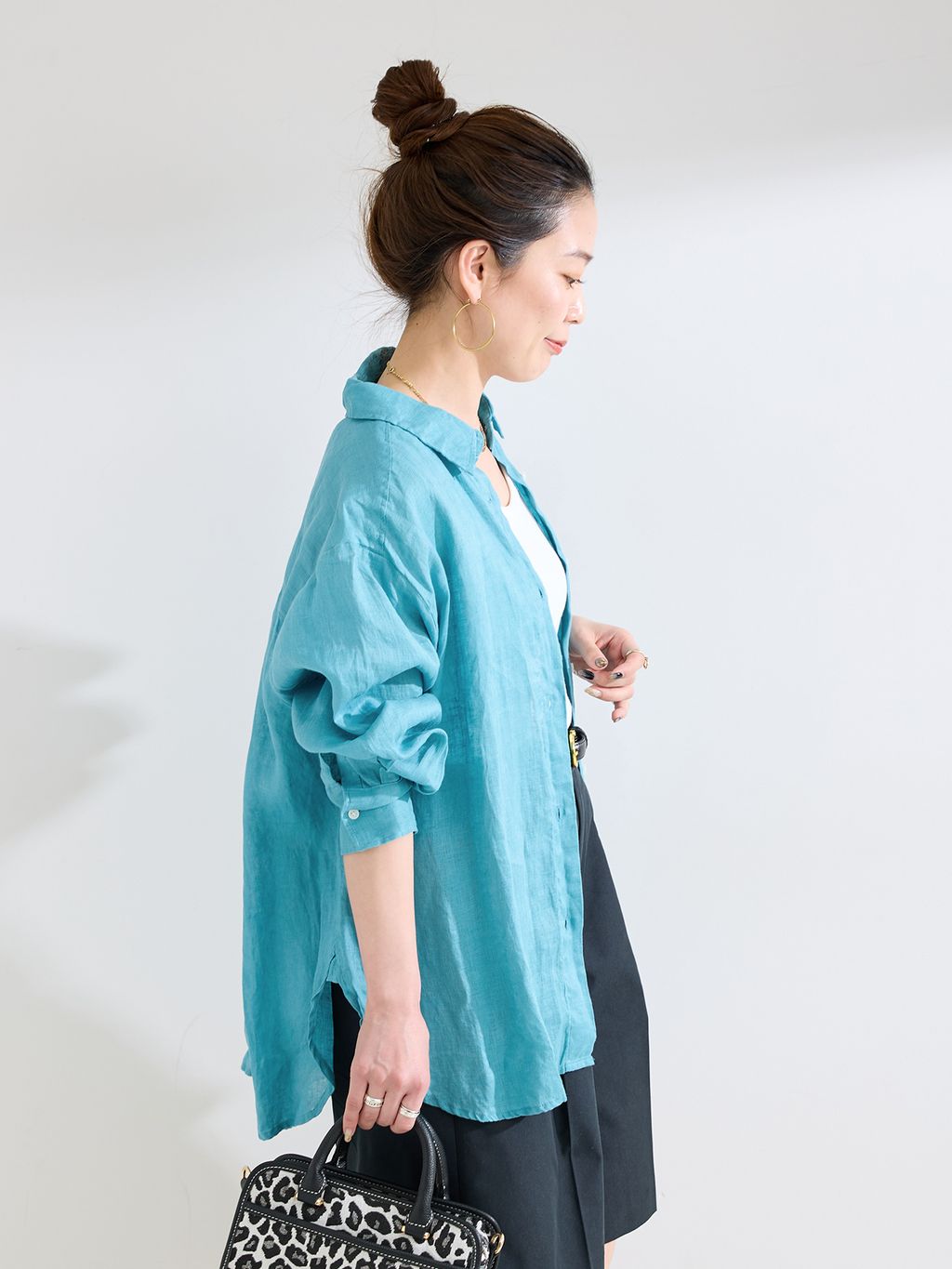 S/Mサイズ展開》手洗い可 / 2WAYフレンチリネンシャツのコーディネート