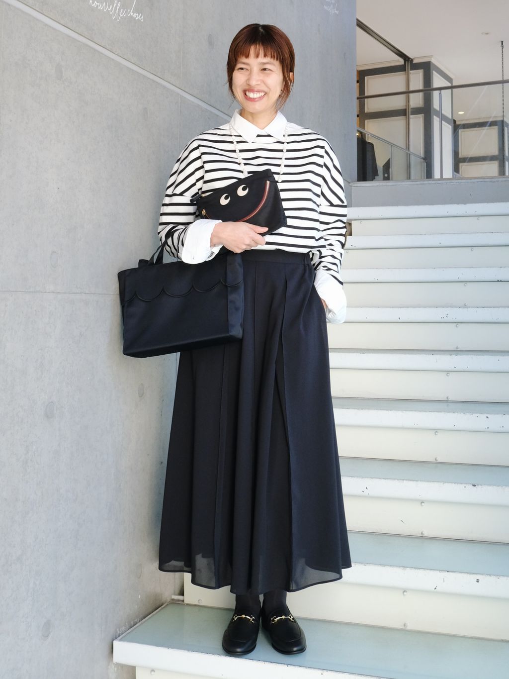&NAVY シアーピンタックスカートのコーディネートスナップ（Sono