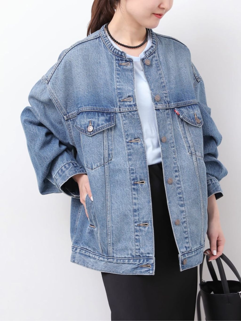 別注【LEVI'S】COLLARLESS XL TRUCKER：デニムジャケットの