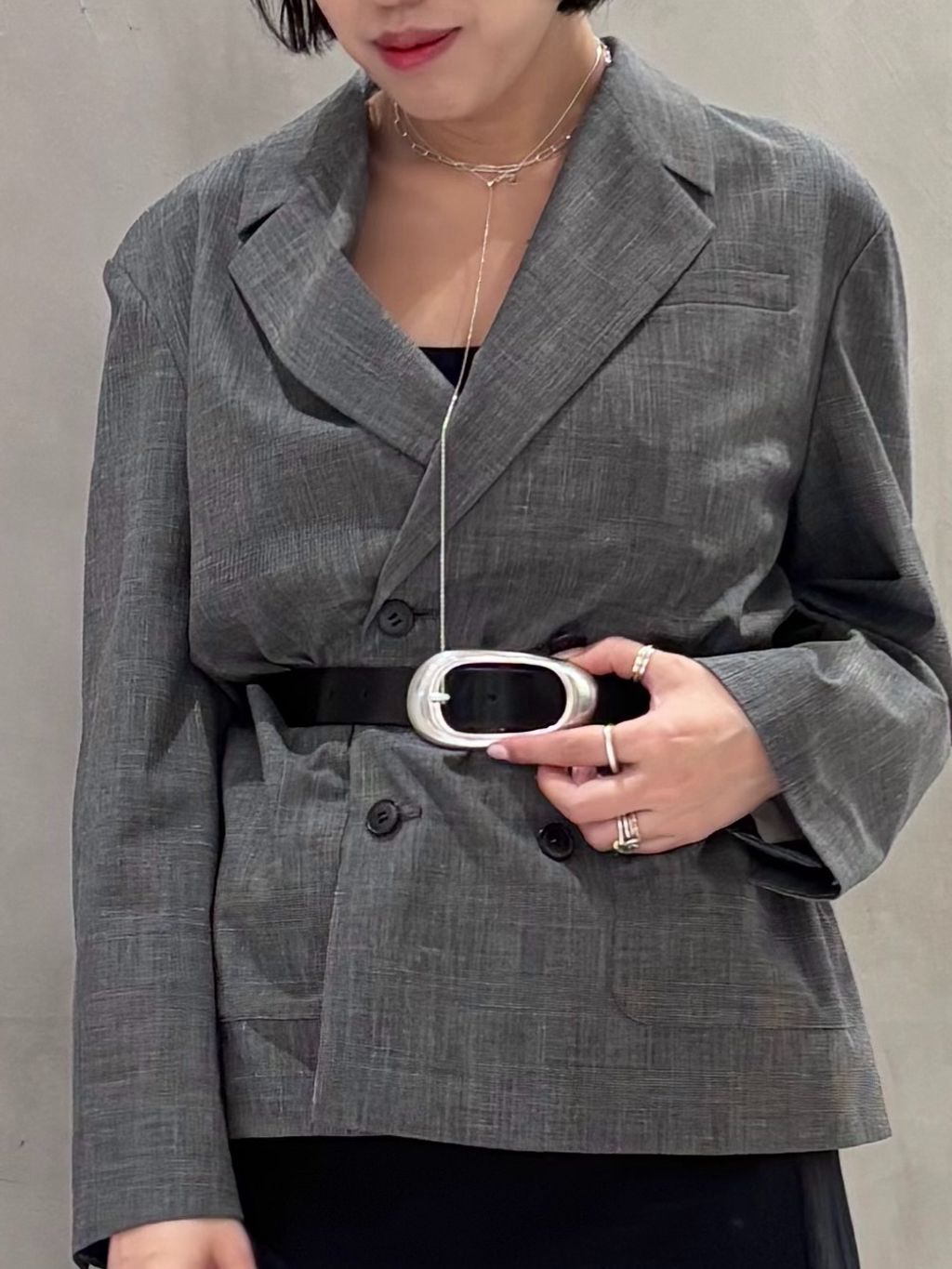 IENA LA BOUCLE グレンチェックダブルブレストジャケットの