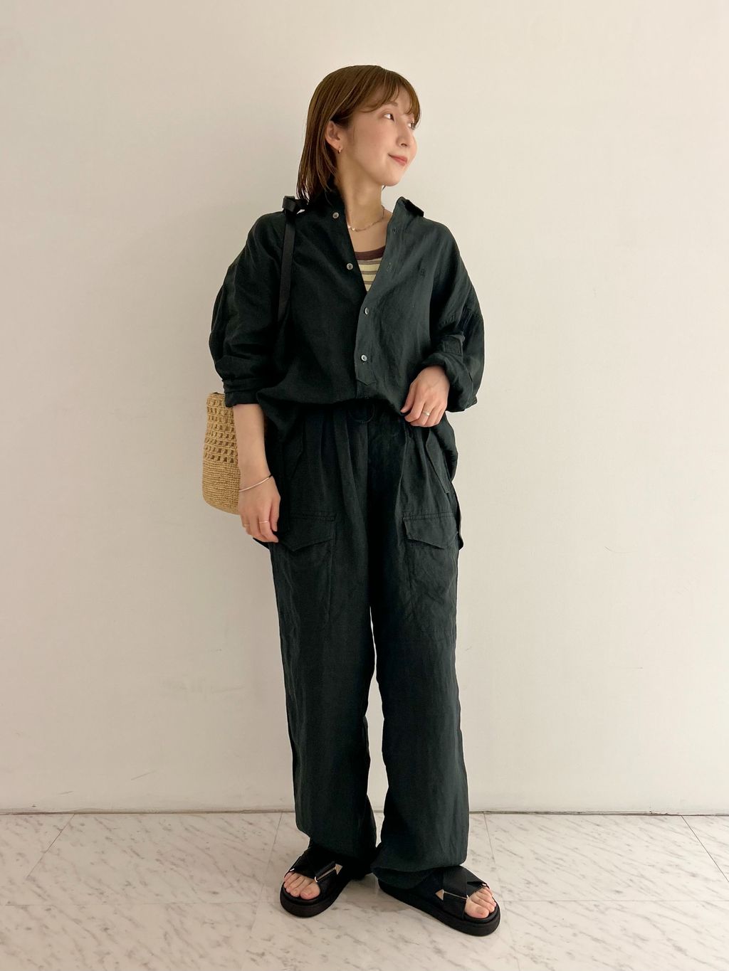 TICCA / ティッカ】リネンスクエアビッグシャツ uniのコーディネート