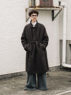 LE / エルイー】ウール バルカラー コート（ステンカラーコート）｜L