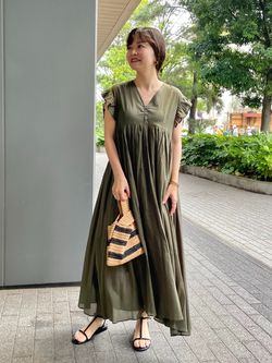 コットンボイルフリルワンピースのコーディネートスナップ（miya
