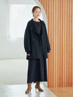 シリーズあり/追加予約》souple wool ダブルフェイスミドルコートの