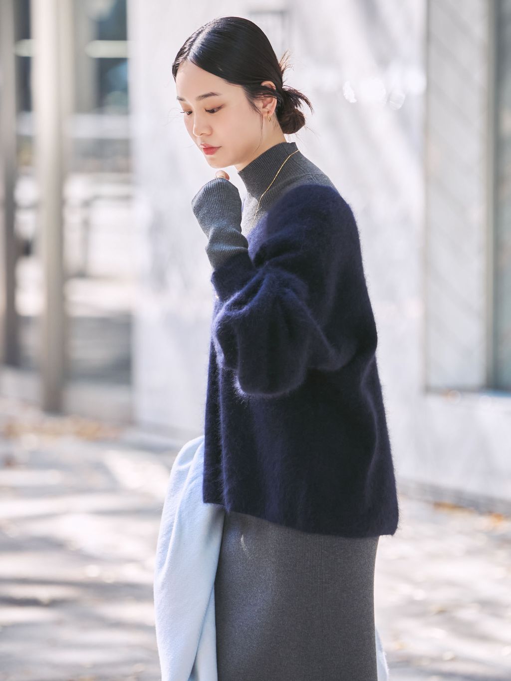 NOBLE ファーニットワイドプルオーバー ネイビー ファーニット2WAY