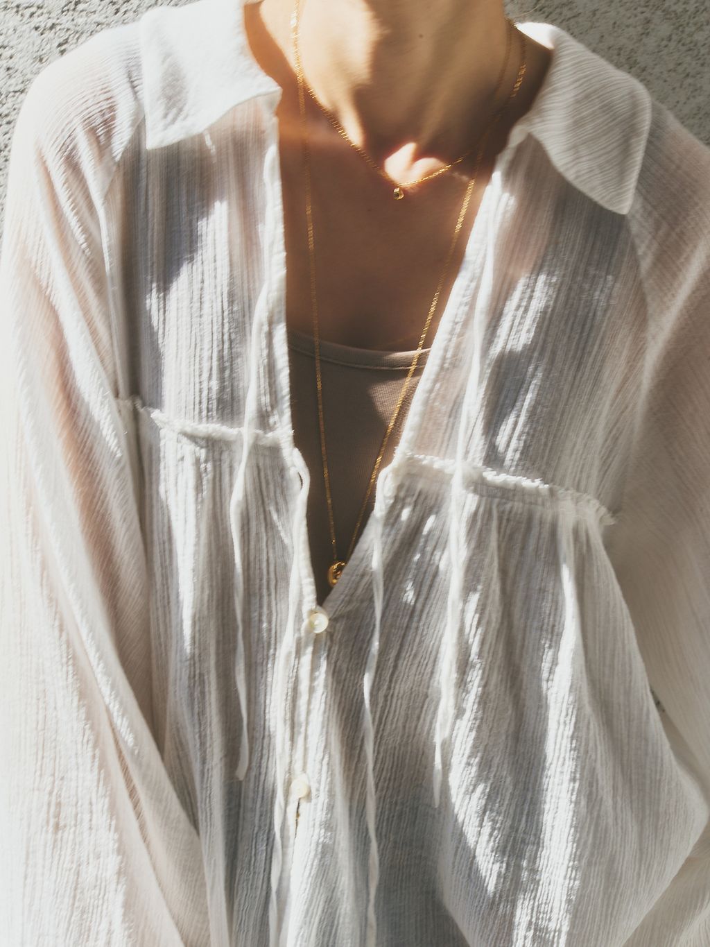 plage Crepe BOHO ブラウス ホワイト Crepe BOHO ブラウスのコーディネートスナップ（yoshie）｜Plage