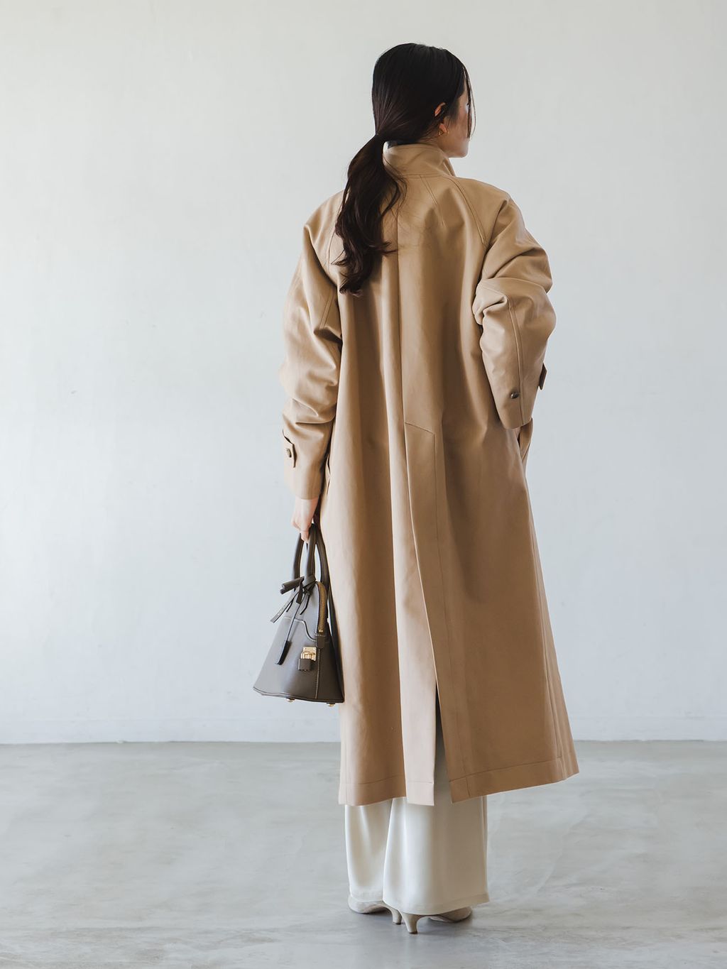 26SS先行予約》コットンダブルクロスハイネックロングコートの