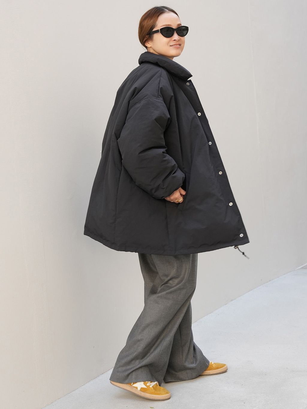 CALUX/キャラクス】PUFFER COACH JACKETのコーディネートスナップ