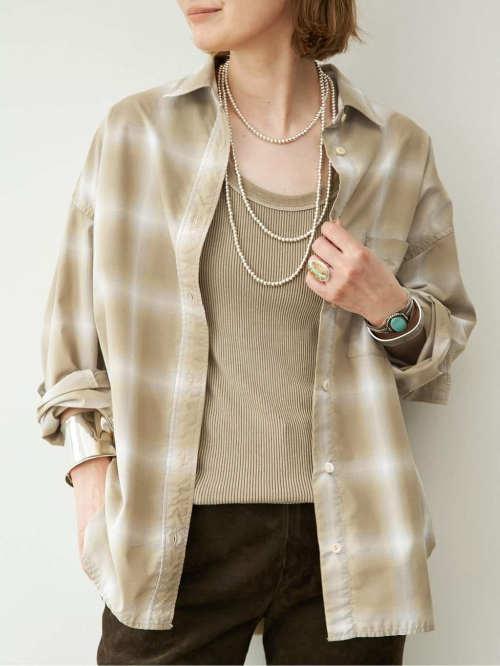 Vintage Check シャツ2のコーディネートスナップ（MIZU）｜Deuxieme