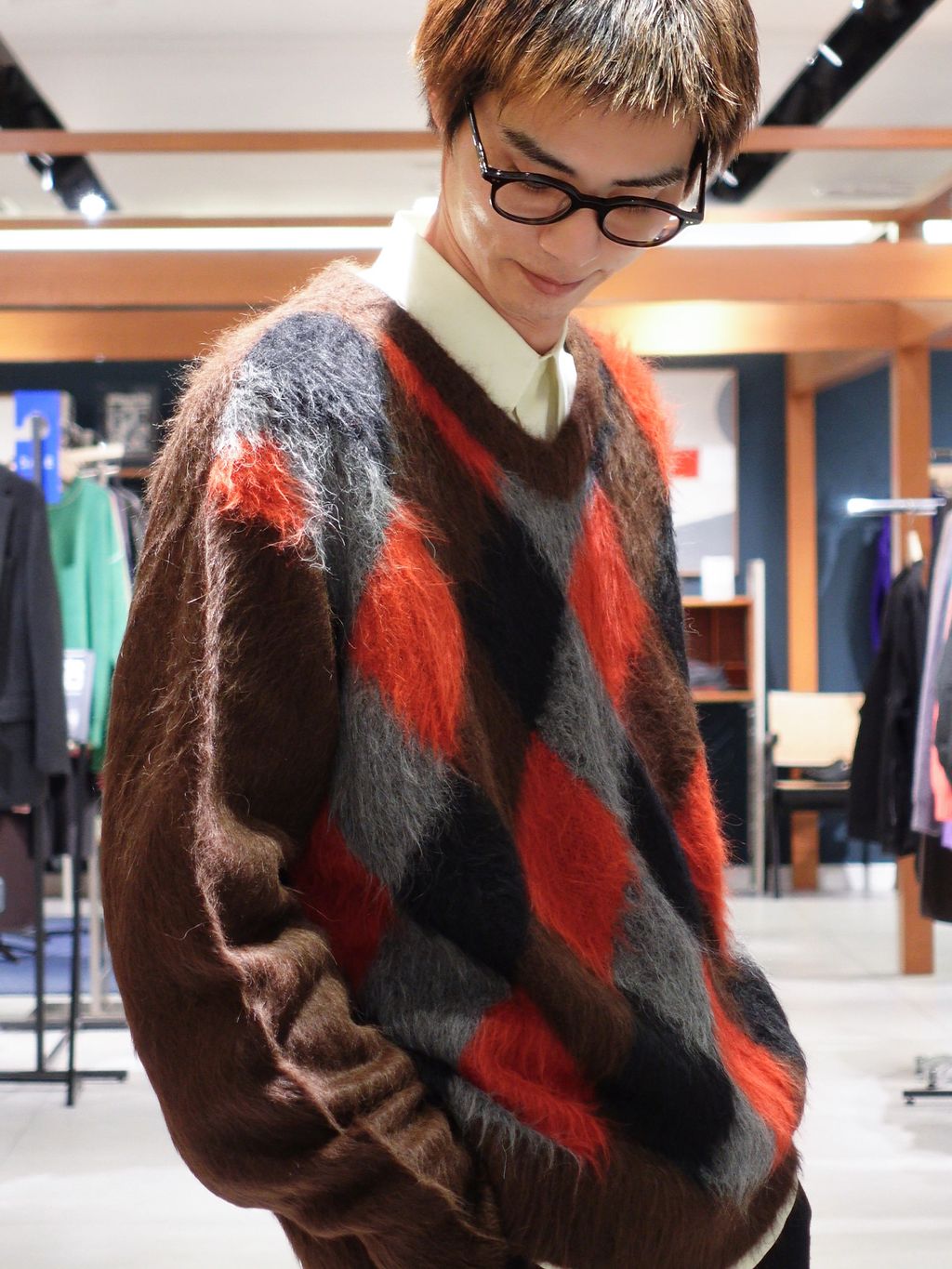 エディフィス（EDIFICE）/DELSOL(デルソル) 別注 アーガイル ニット DELSOL(デルソル) 別注 アーガイル ニットのコーディネートスナップ