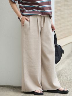 追加予約》WASHABLE コットンシルクミックスタックワイドパンツの