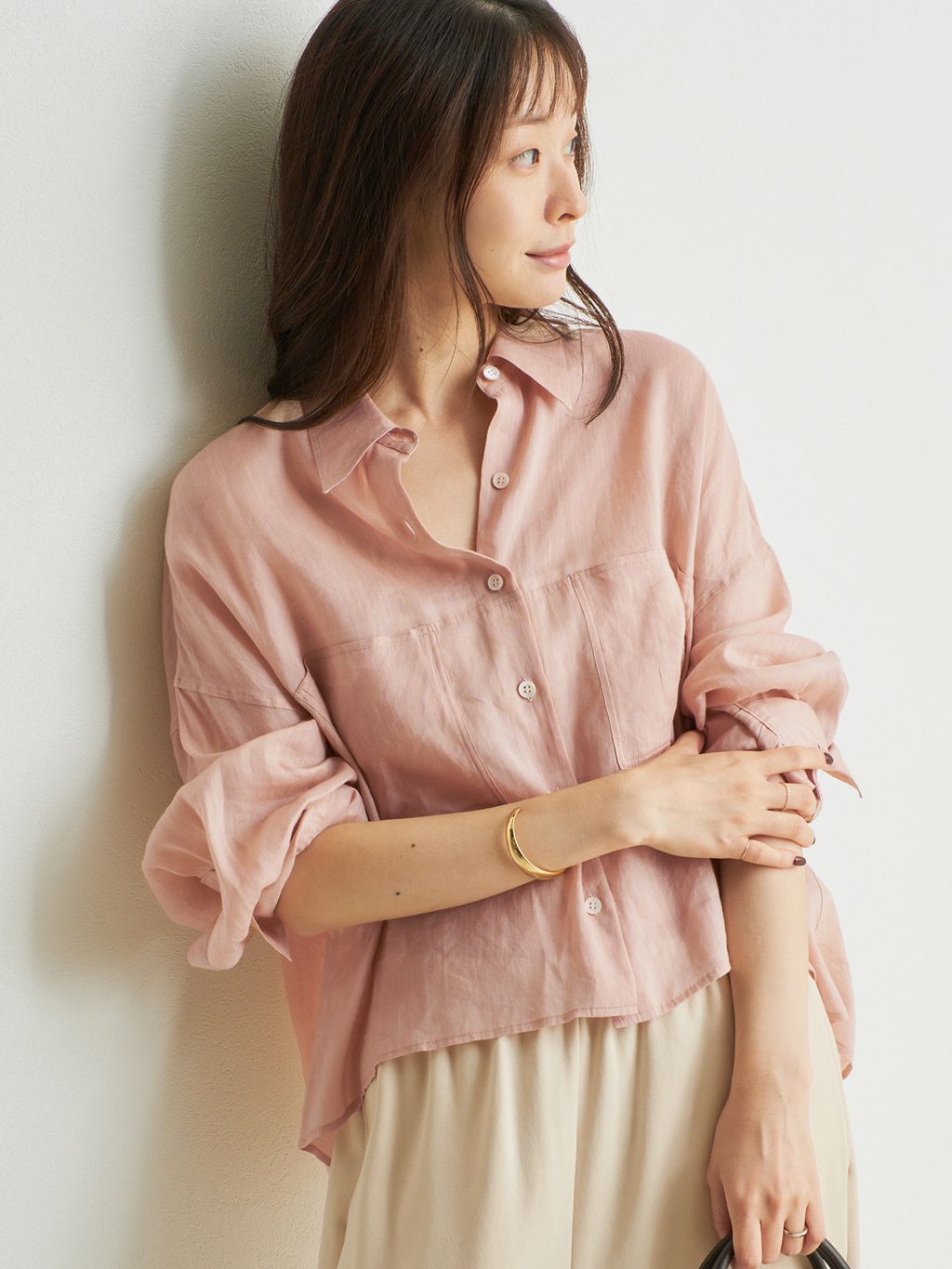 Plage RAMIE LYOCELL CROPPED シャツ 追加》RAMIE LYOCELL CROPPED シャツ 3のコーディネートスナップ（Nene