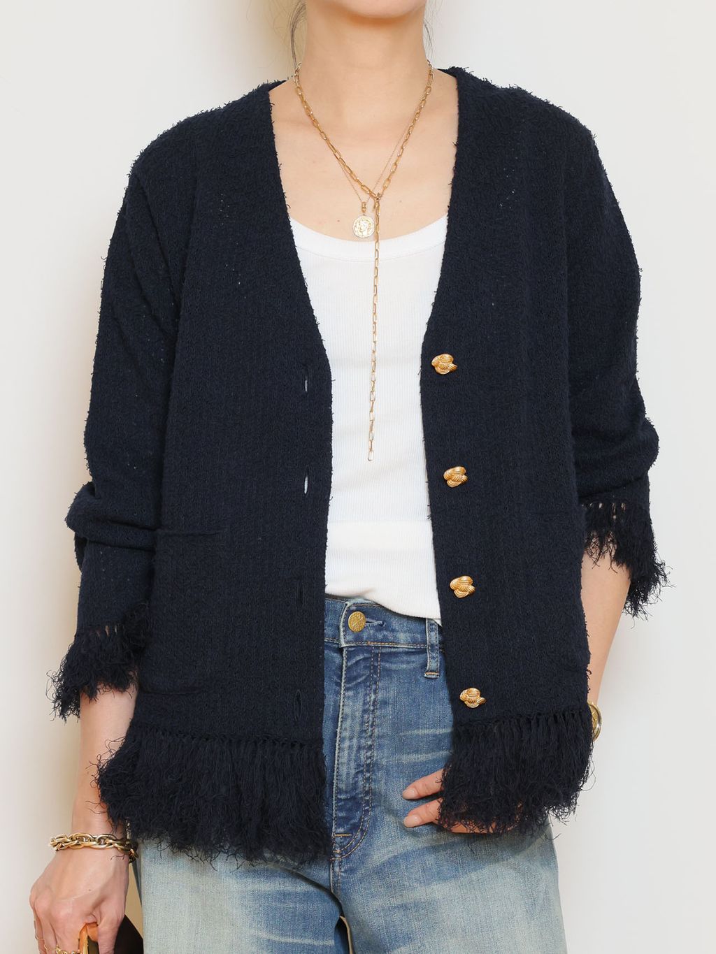 Deuxieme Classe Knit めちゃくちゃ可愛いニットジャケット MIXTWEED KNIT ジャケットのコーディネートスナップ（MUSE）｜MUSE de