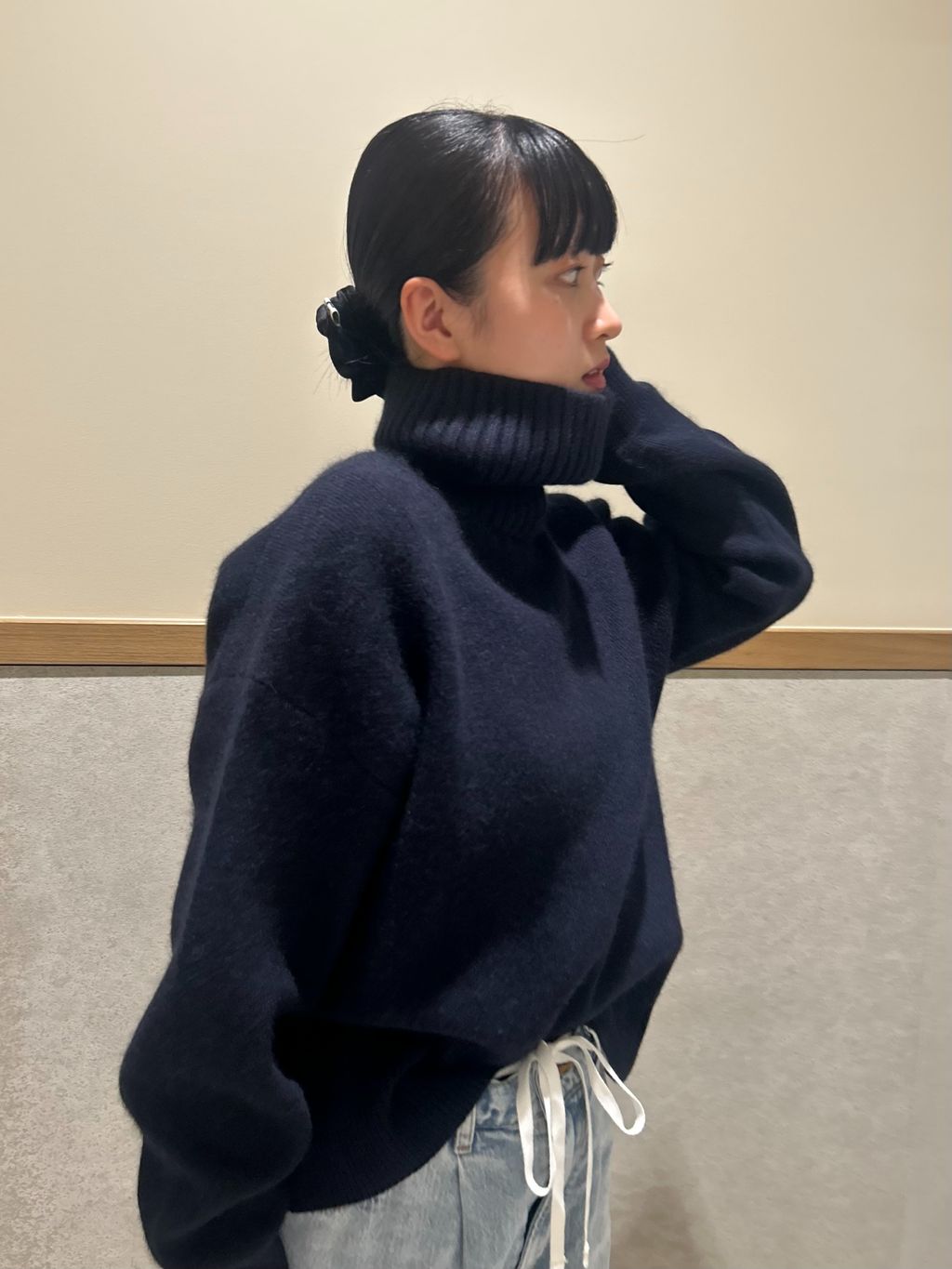 追加》ウォッシャブルファーリーダブルフェイスタートルニットの