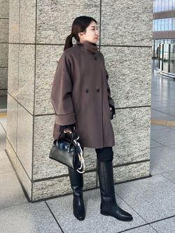 souple woolダブルフェイススタンドコートのコーディネートスナップ