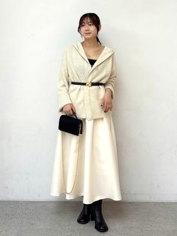 今期　新品　タグ付　ノーブル　ボリュームフォルムスカート　38 ホワイト 追加》ボリュームフォルムスカート（ロング・マキシ丈スカート