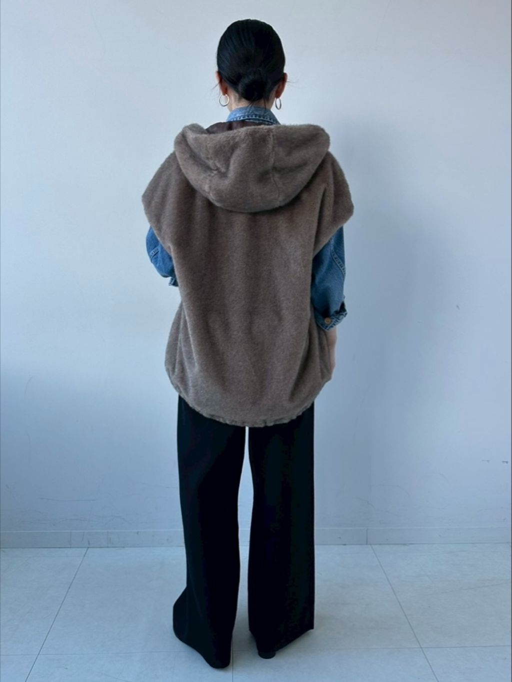 B.C STOCK フード付きミンク調ファーベスト B.C STOCK｜手洗い可 / フード付きミンク調ファーベスト | Rakuten