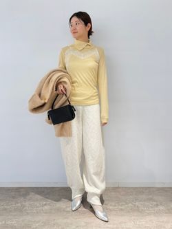 angielala LULU スラブニットパンツのコーディネートスナップ（emi