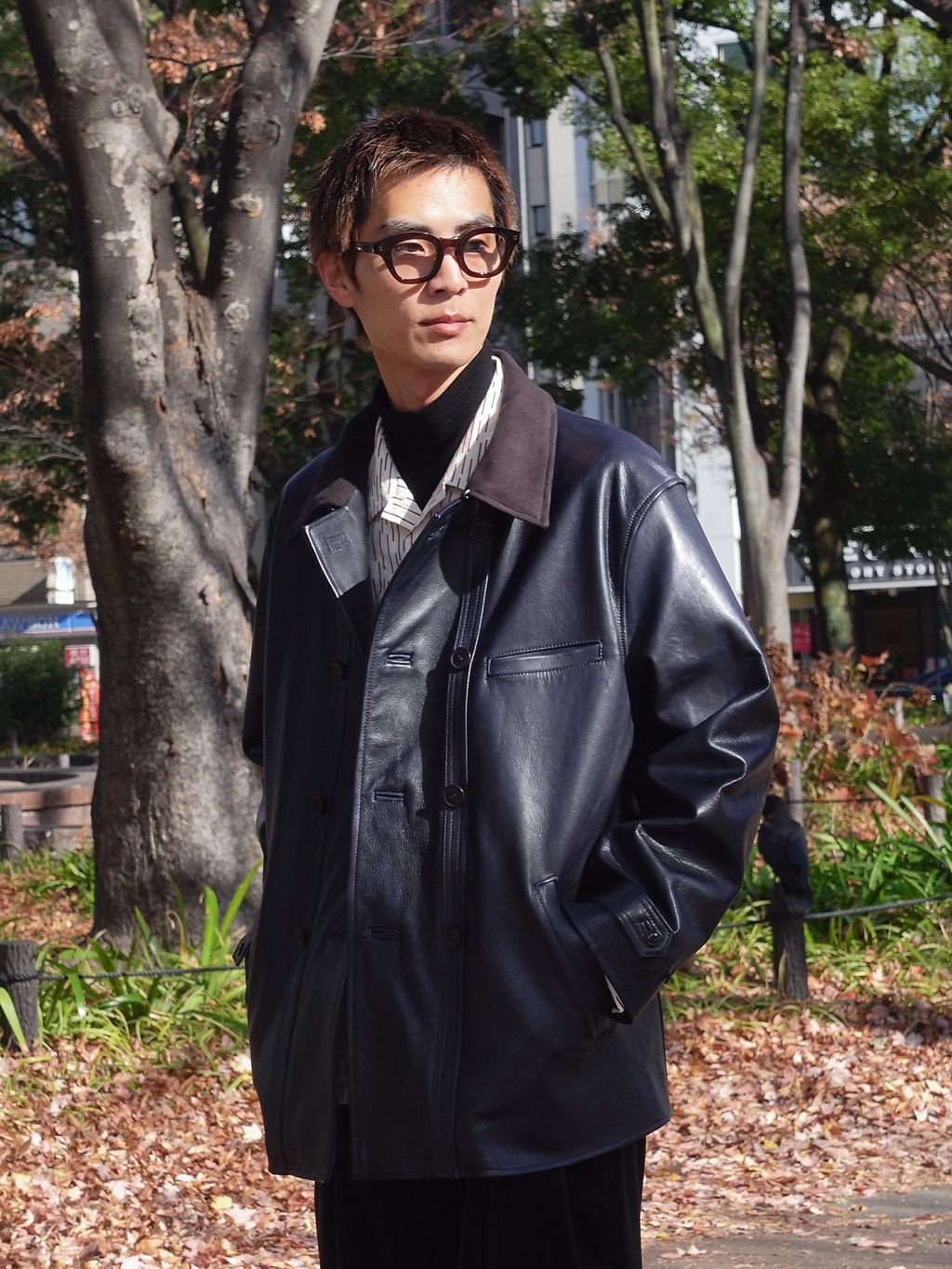 L`etiquette × EDIFICE】Le Corbusier レザー ジャケットの