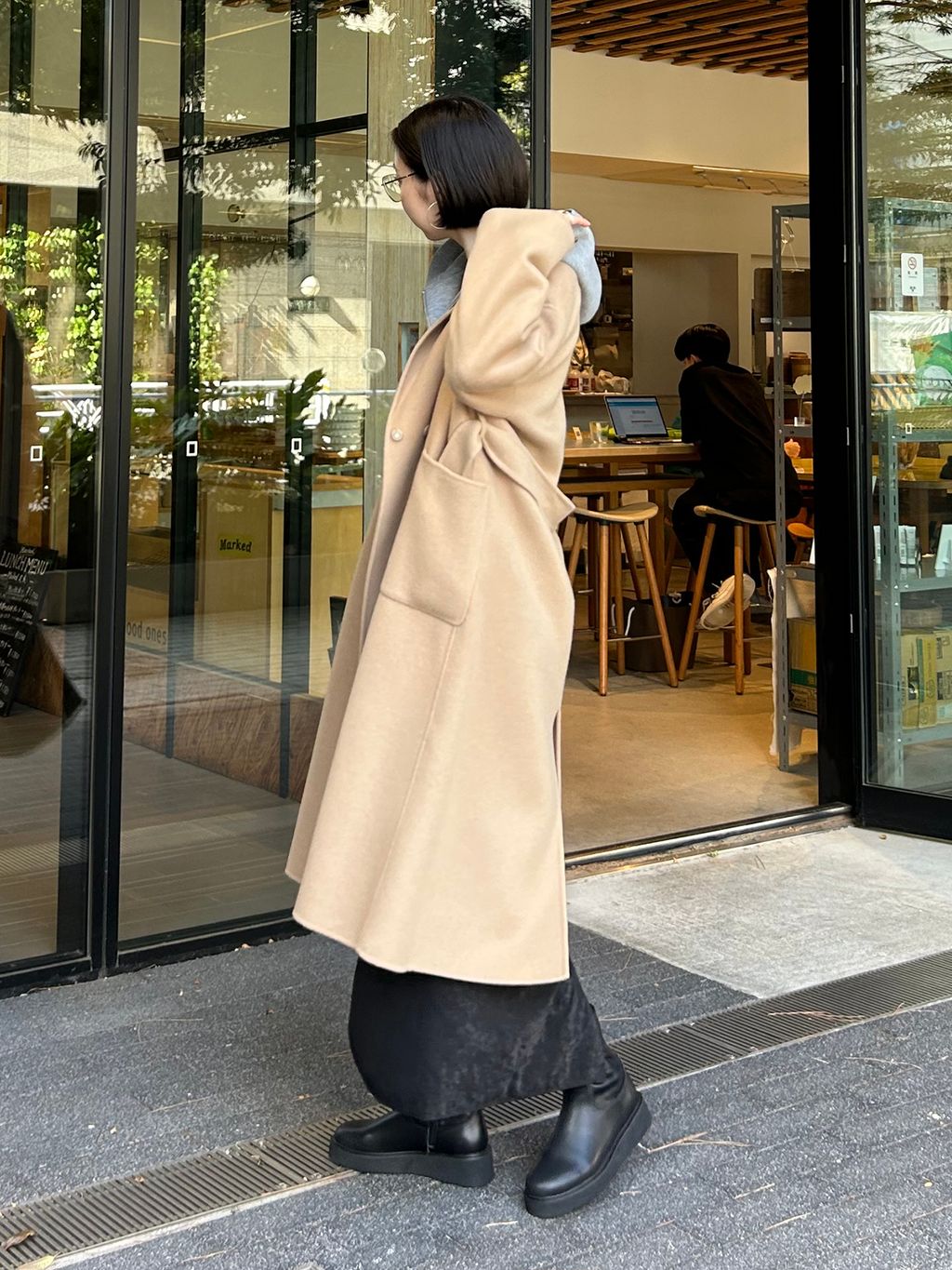 souple wool ダブルフェイスロングコートのコーディネートスナップ