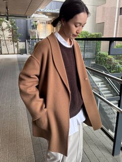 SUPER140 ダブルフェイスベルテッドコートのコーディネートスナップ