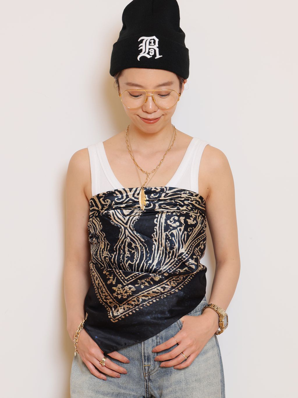 rib タンクトップのコーディネートスナップ（HASE）｜MUSE de Deuxieme