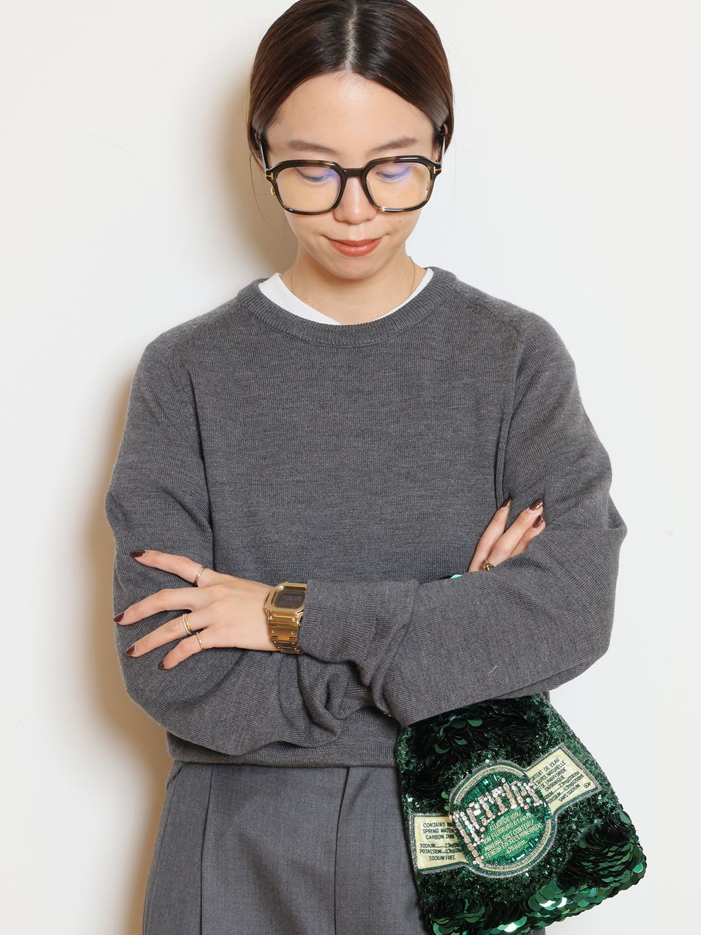 WISH クルーネックプルオーバーのコーディネートスナップ（HASE