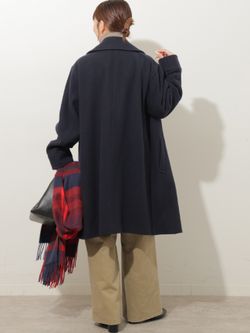 予約》尾州ウールスーパー100モッサロングコートのコーディネート