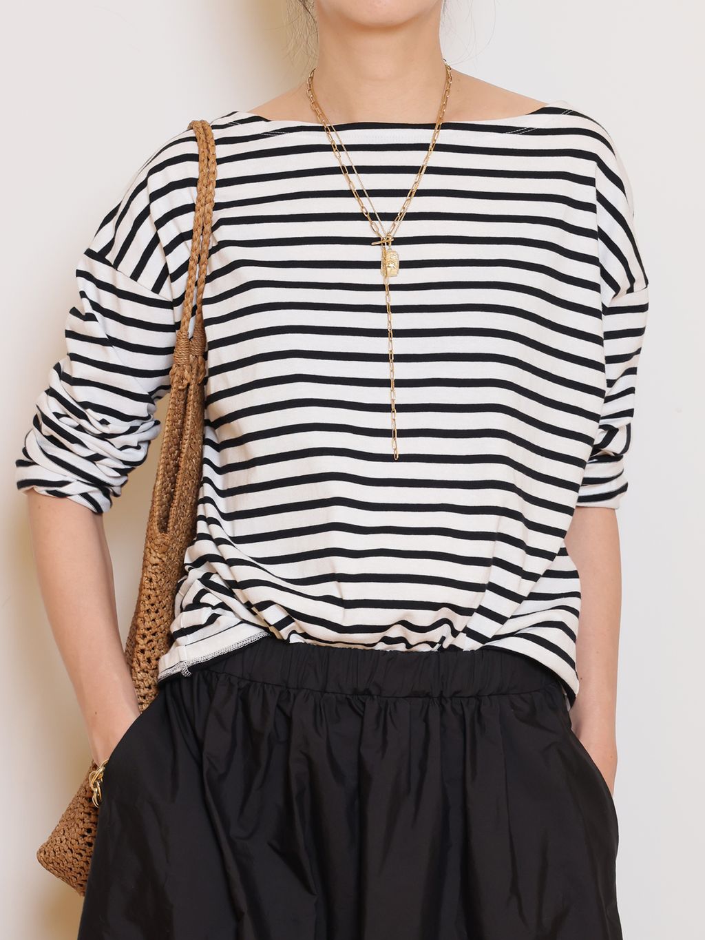 French Stripe Tシャツのコーディネートスナップ（MUSE）｜MUSE de