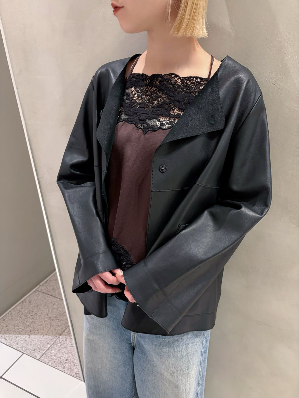 IENA LA BOUCLE R/Lサテンレースコンビキャミソールのコーディネート